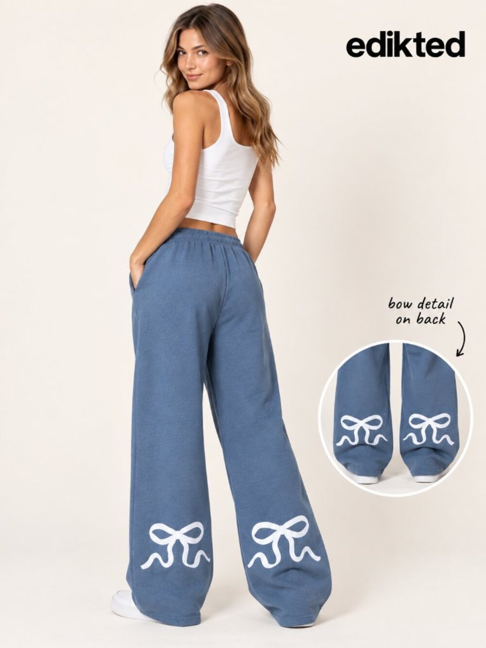 🎀 NWT Edikted Bonney Bow Wide-Leg Sweatpants XS | MSRP $78 💙
